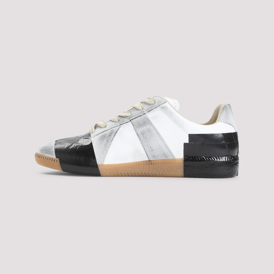 Maison Margiela Low-Top White Sneakers With Tape-Like Overlays
