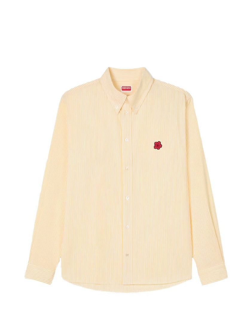 Kenzo Yellow Striped Casual Embroidered Shirt