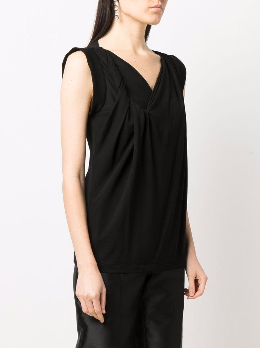Alberta Ferretti Black Top Draped Viscose Top