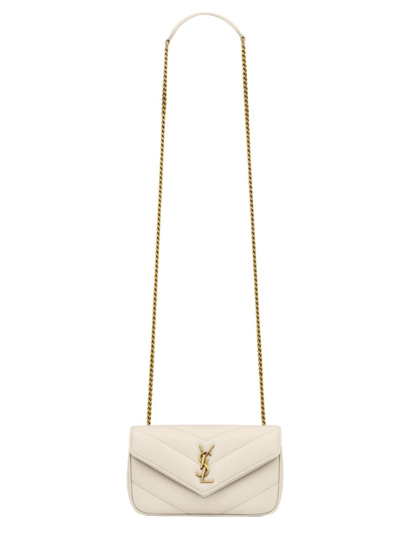 Saint Laurent Chevron Quilted Mini Shoulder Bag With Logo Closure