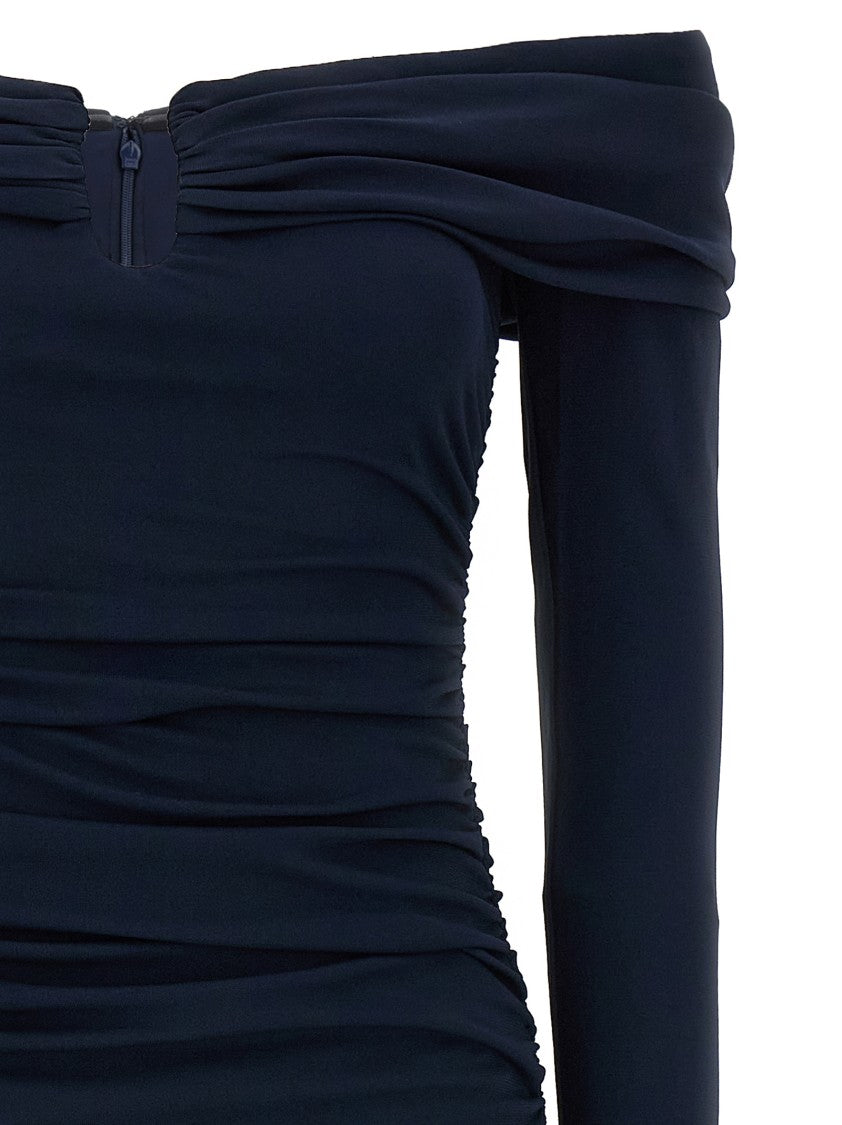 Carolina Herrera 'Off-Shoulder 3/4 Slv Ruched Midi' Dress