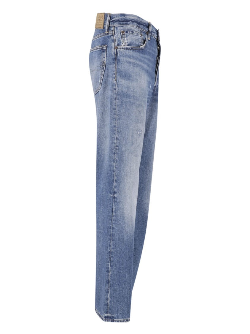 Polo Ralph Lauren Blue Distressed Straight-Leg Denim Jeans