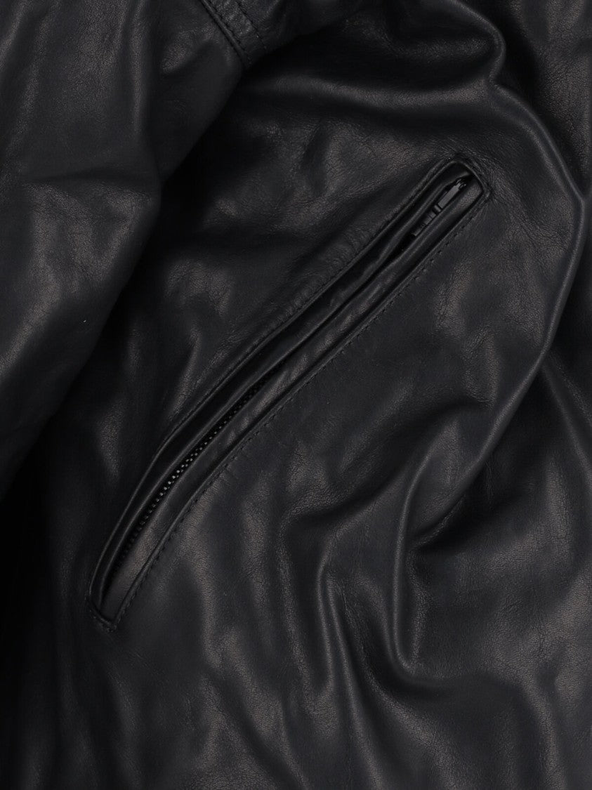 Balenciaga Leather Zip Jacket Black