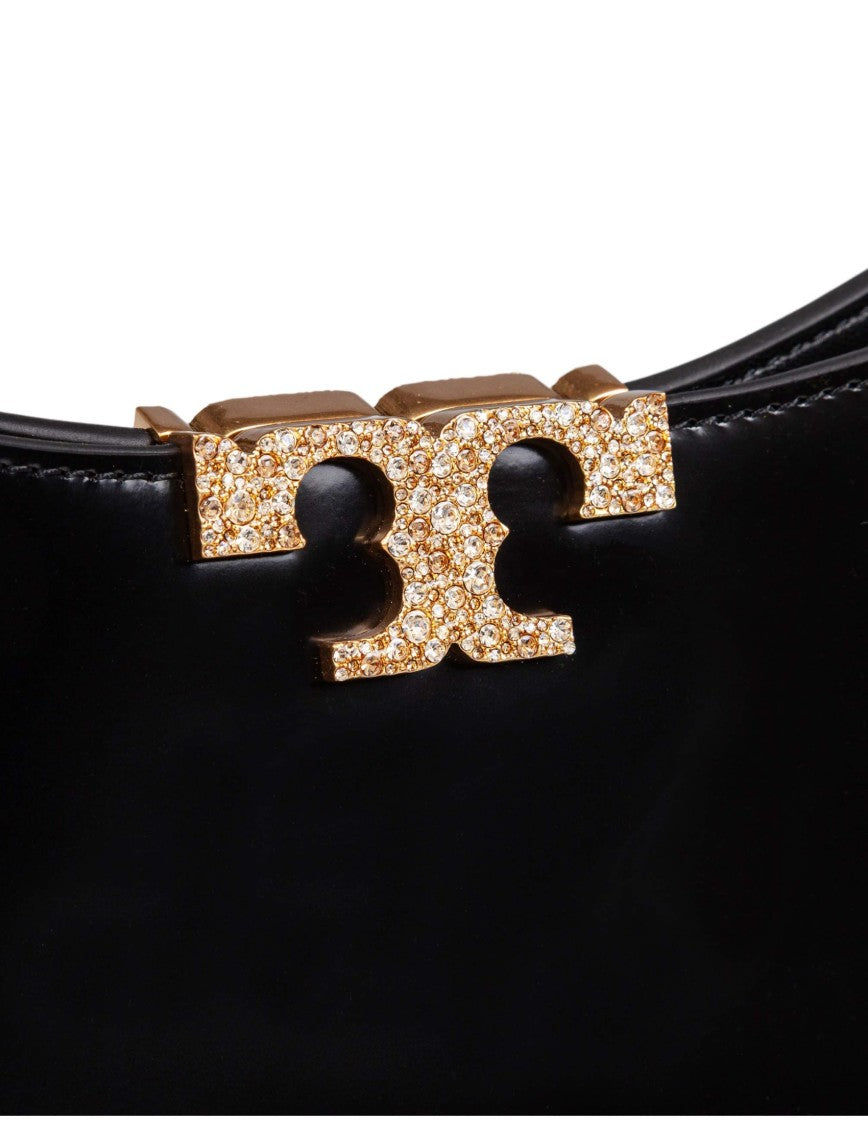 Tory Burch Eleanor Pave Slim Smooth Leather Shoulder Bag, Black