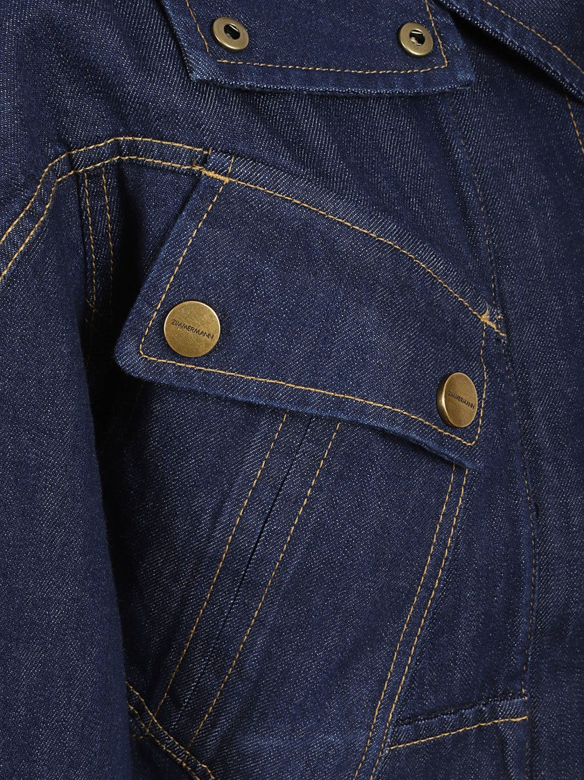 Zimmermann Cropped Denim Jacket With Structured Silhouette