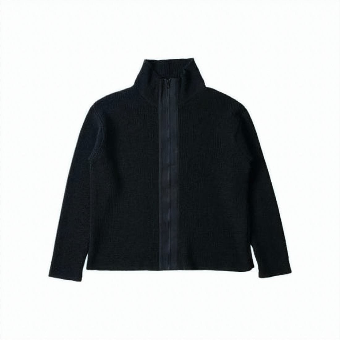 Margaret Howell High Collar Black Wool Cardigan