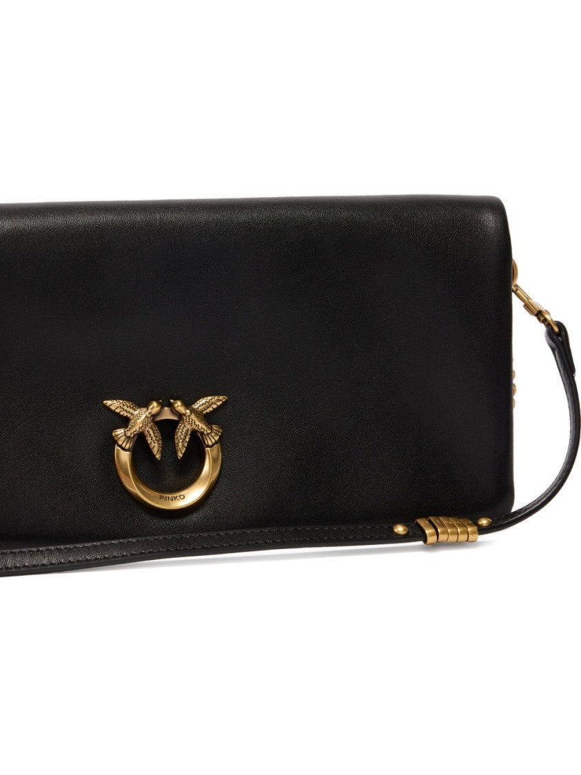 Pinko Black Smooth Gold-Tone Shoulder Bag