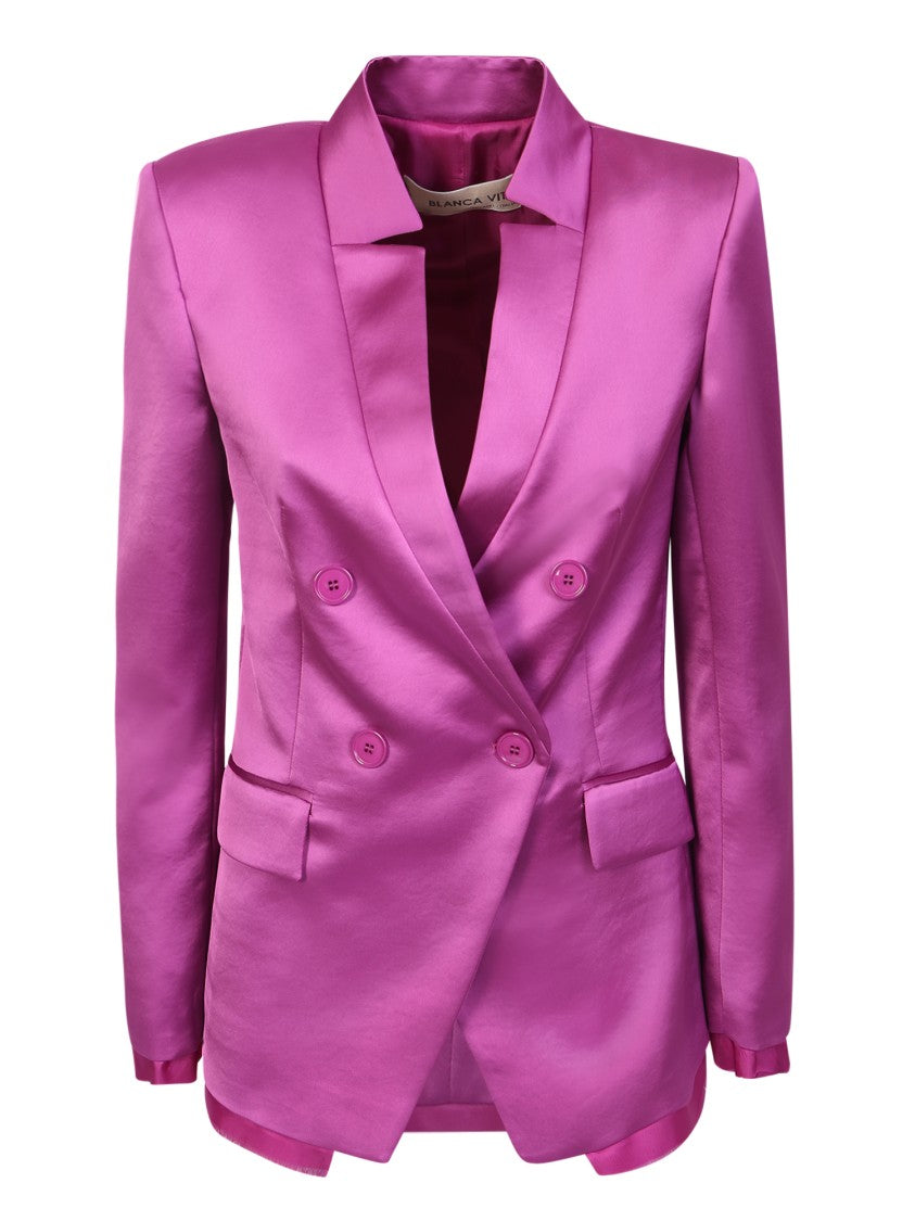Blanca Vita Purple Double-Breasted Blazer