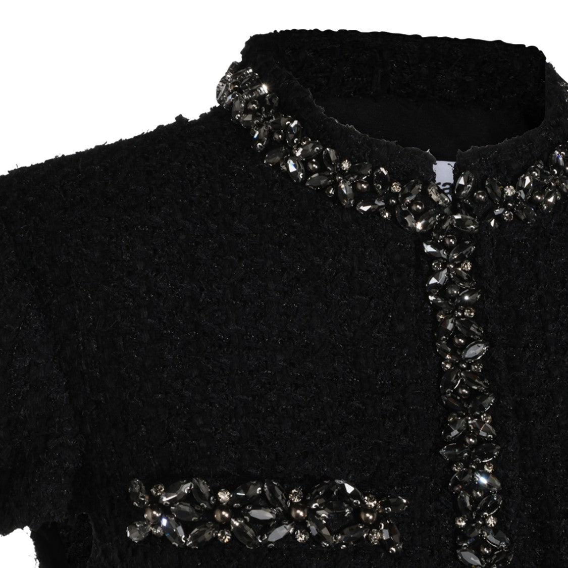 Self-Portrait Fitted Tweed Peplum Beaded Midi Dress