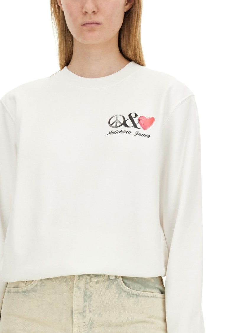 Moschino White Sweatshirt With Eye-Catching Logo Design
