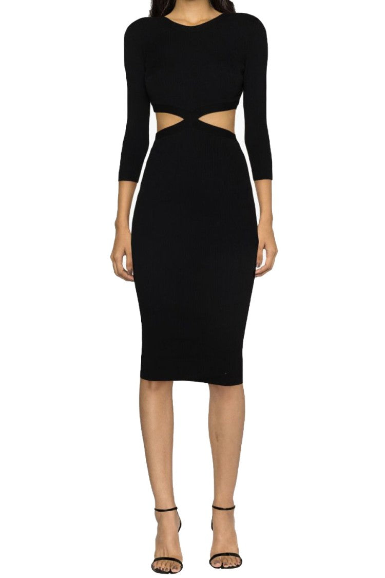 Elisabetta Franchi Cut-Out Midi Dress With Back Detail And Long Sleeves