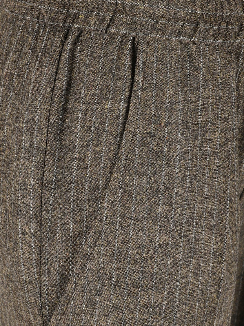 Isabel Marant Dark Bronze Pinstripe Trousers With Elasticated Waistband