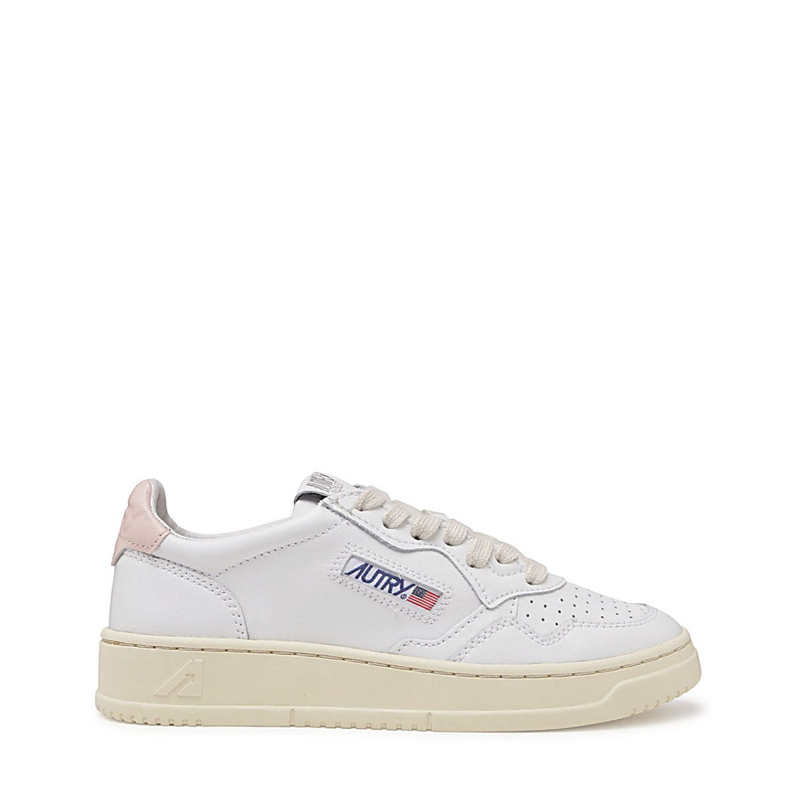 Autry White Leather Contrasting Heel Sneakers