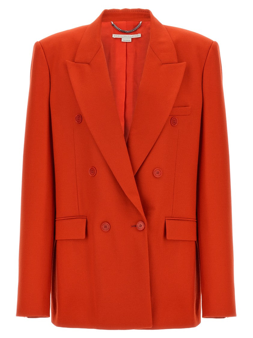 Stella Mccartney Double-Breasted Wool Flannel Blazer With Peak Lapels