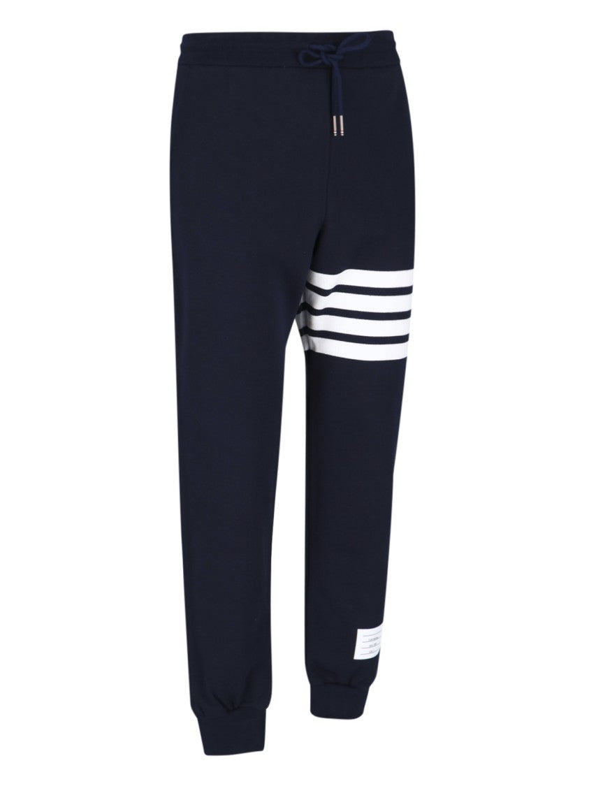 Thom Browne Casual Blue Cotton Pants With Elastic Waist