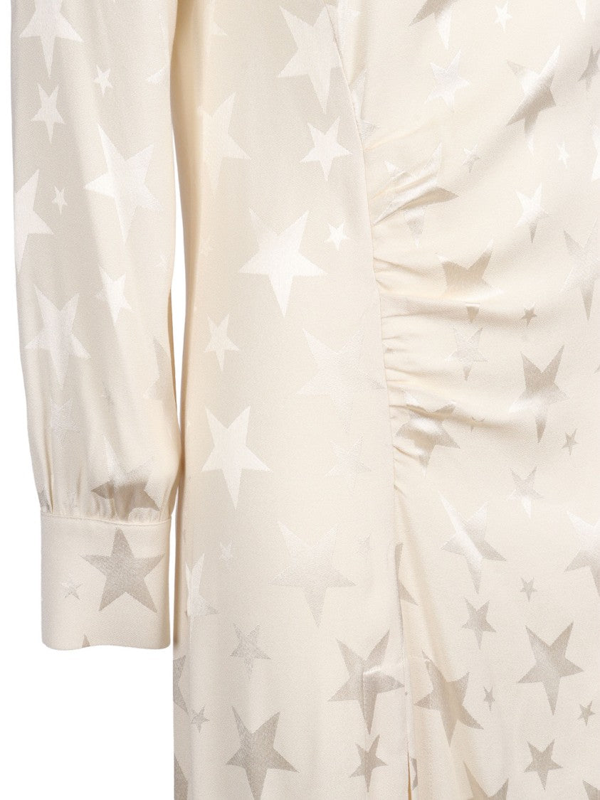 Shirt A Porter Star Pattern Gathered Midi Dress