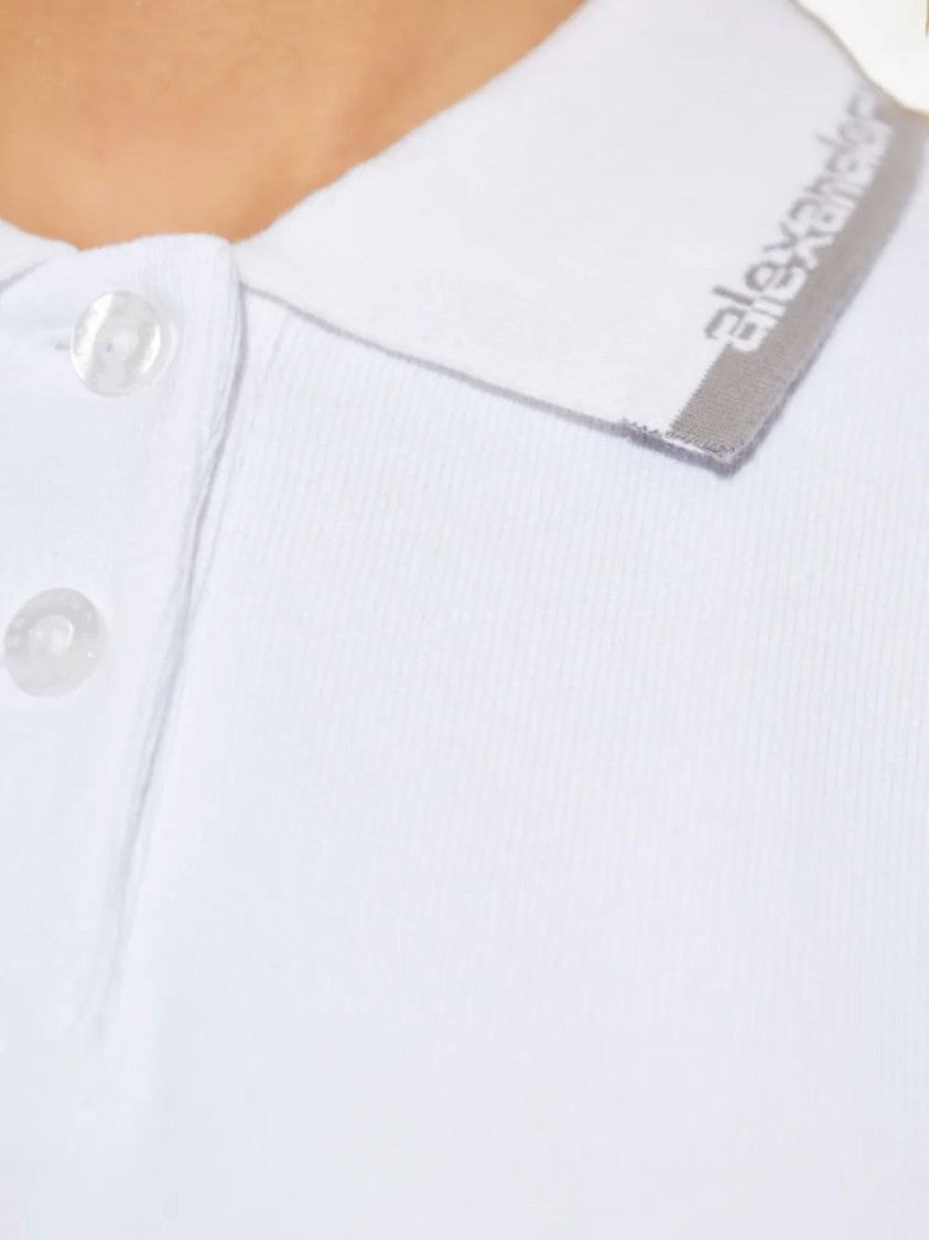 Alexander Wang Relaxed Polo Shirt Dress With Subtle Grey Trim