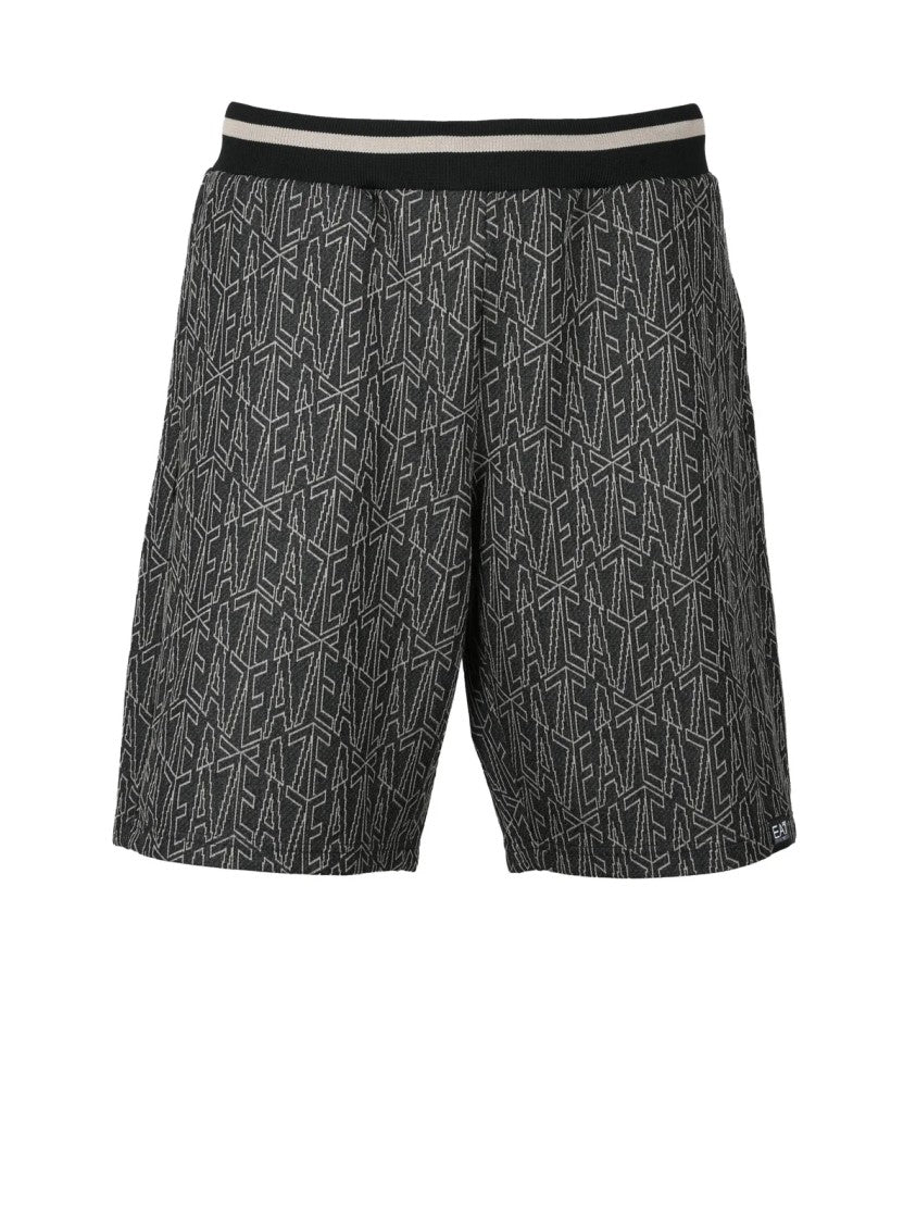 Ea7 Emporio Armani Grey Polyester Cotton Polyamide Sweatshirt Shorts