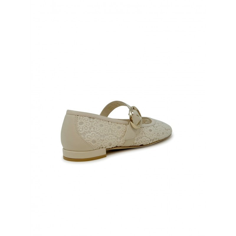 Stuart Weitzman Ivory Lace Arabella Mary Jane Shoes
