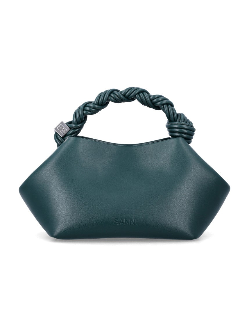 Ganni Twisted Handle Leather Shoulder Bag