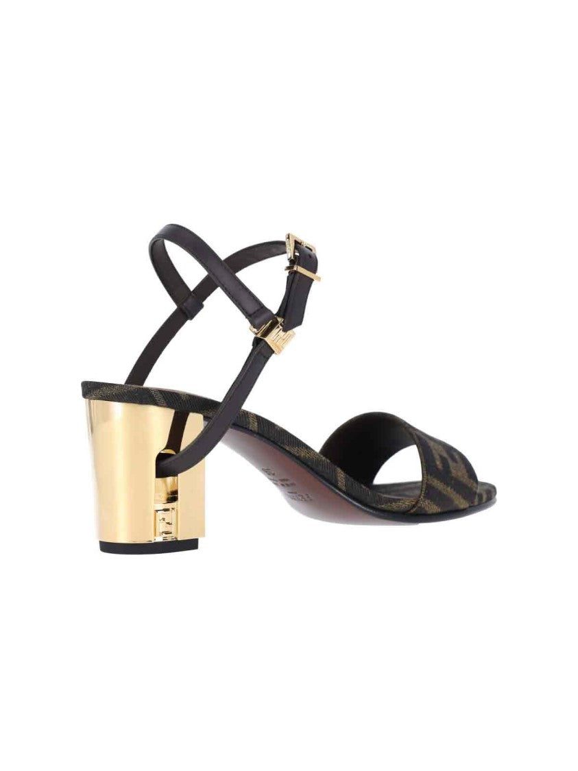 Fendi Brown Delfina Square Block Heel Sandals