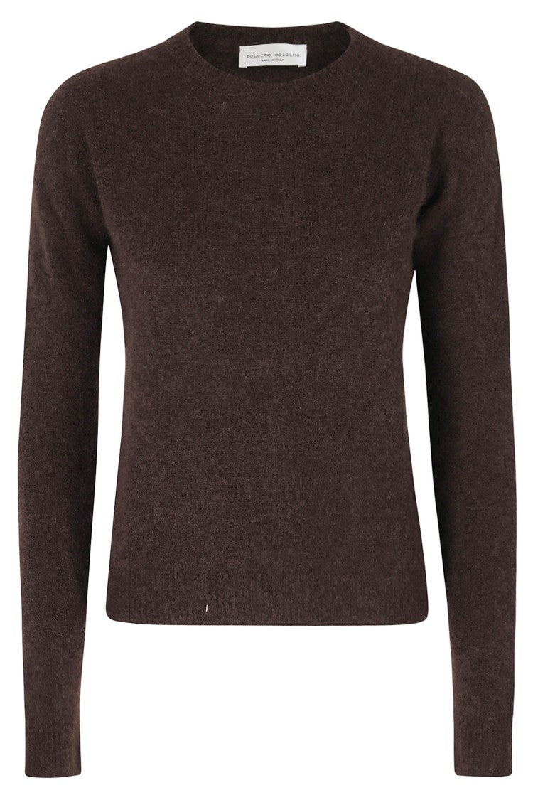 Roberto Collina Classic Crew Neck Long-Sleeve Cashmere Knit Top