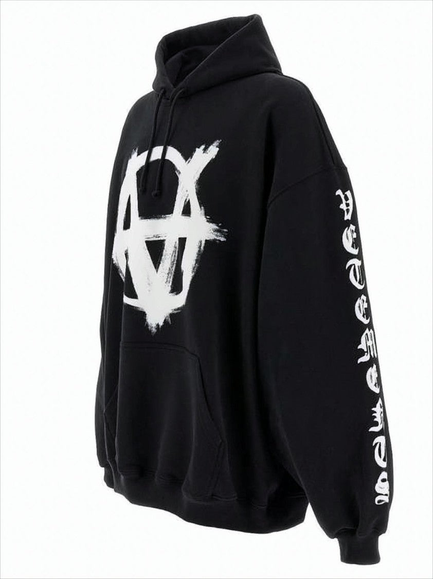 Vetements Oversized Black Hoodie With Graphic Logo