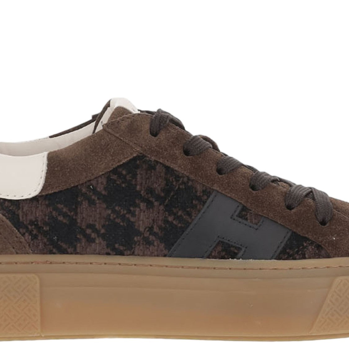 Hogan Crosswind Houndstooth Fabric Suede Low-Top Sneakers