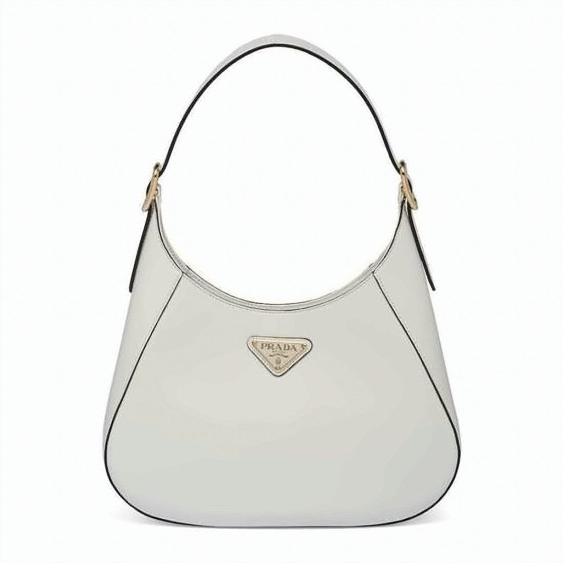 Prada Crescent-Shaped Prada Shoulder Bag With Metal Logo Plaque