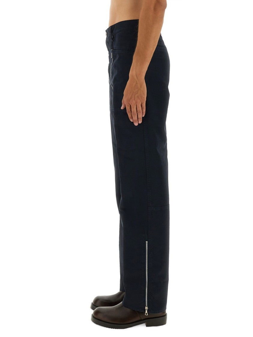 Dries Van Noten Straight-Leg Double Front Zipper Cotton Pants