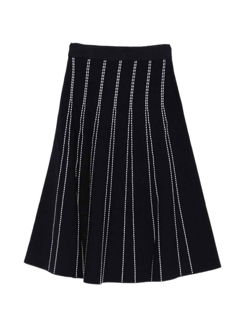 Liu Jo Dark Blue Striped Midi Skirt