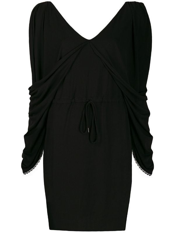 Chloé Chloé Midi Dress With Deep V-Neckline And Ruched Sleeves