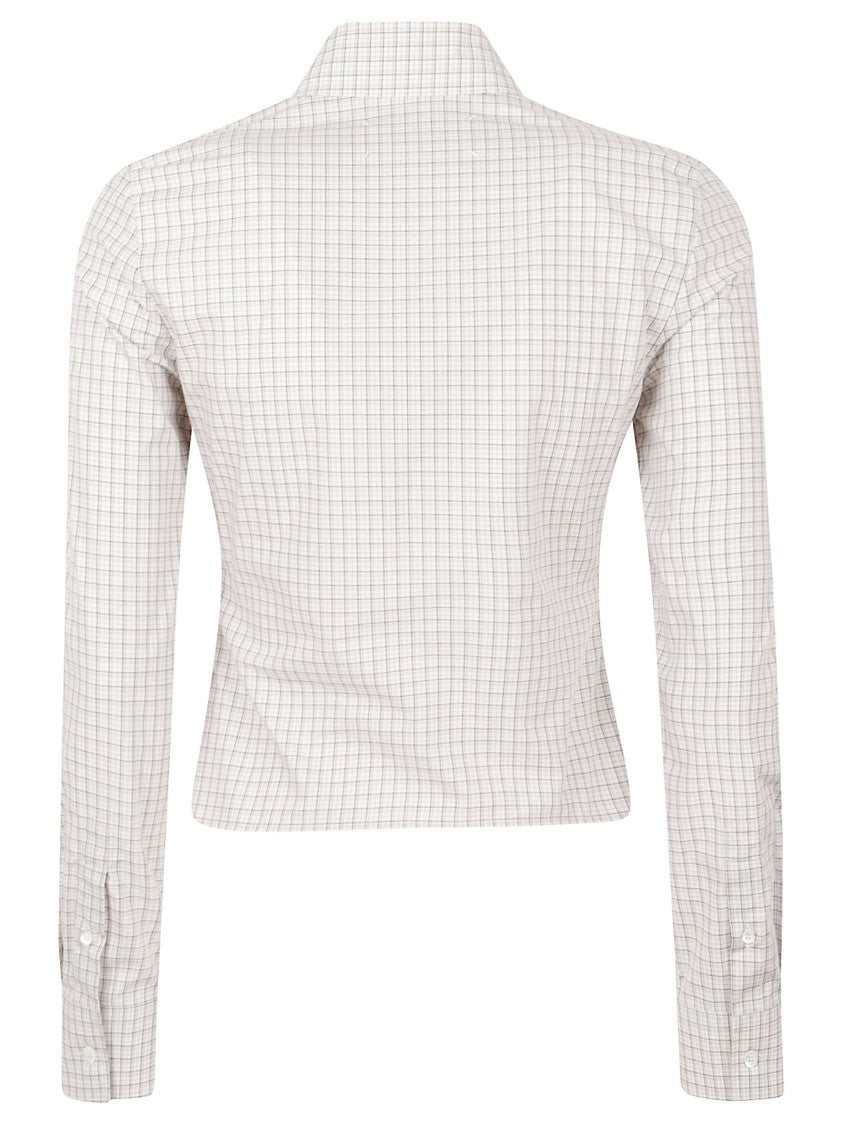 Maison Margiela Fitted Checkered Shirt With Modern V-Cut Hemline