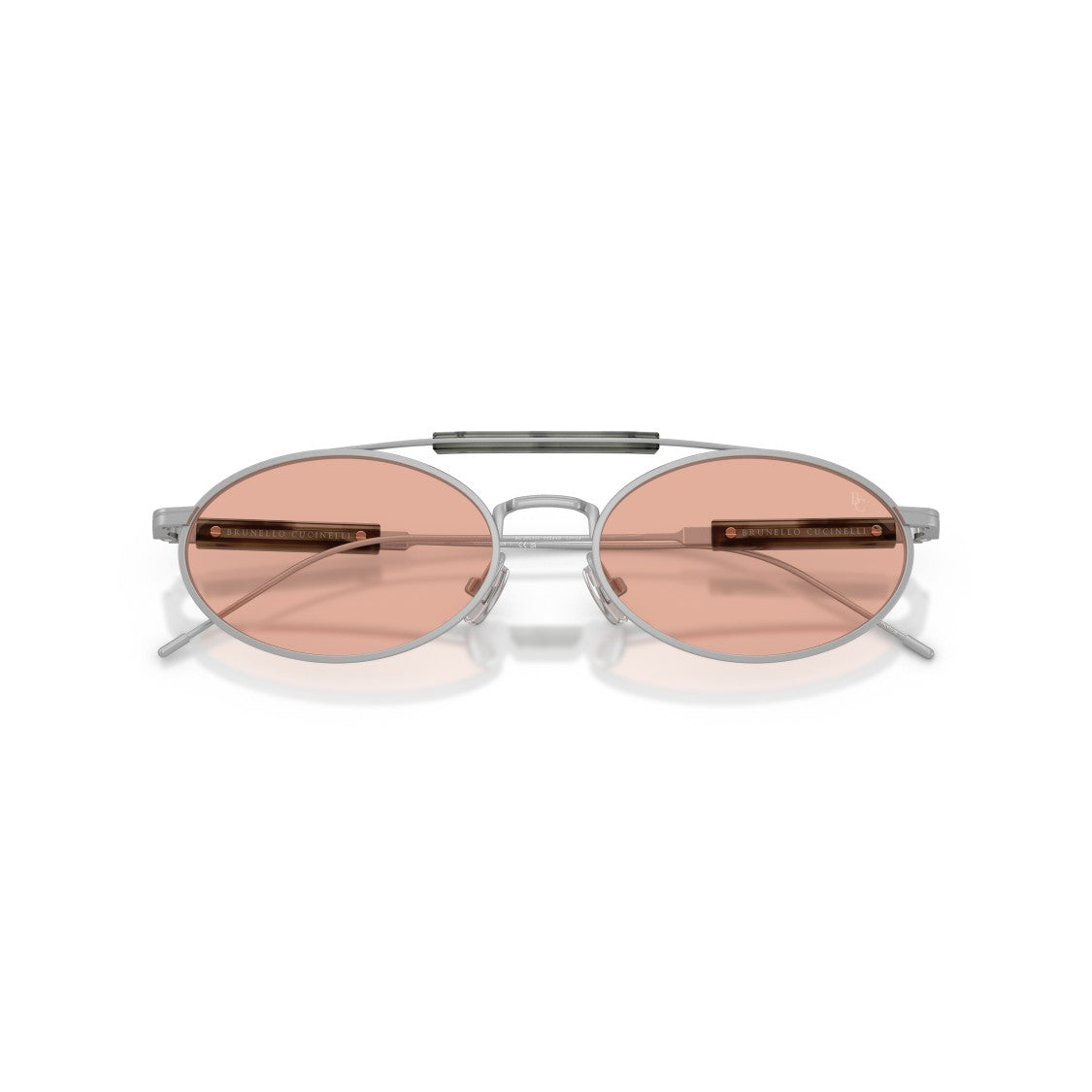 Brunello Cucinelli 0Bc2013st Oval Titanium Frame Sunglasses With Pink Tinted Lenses