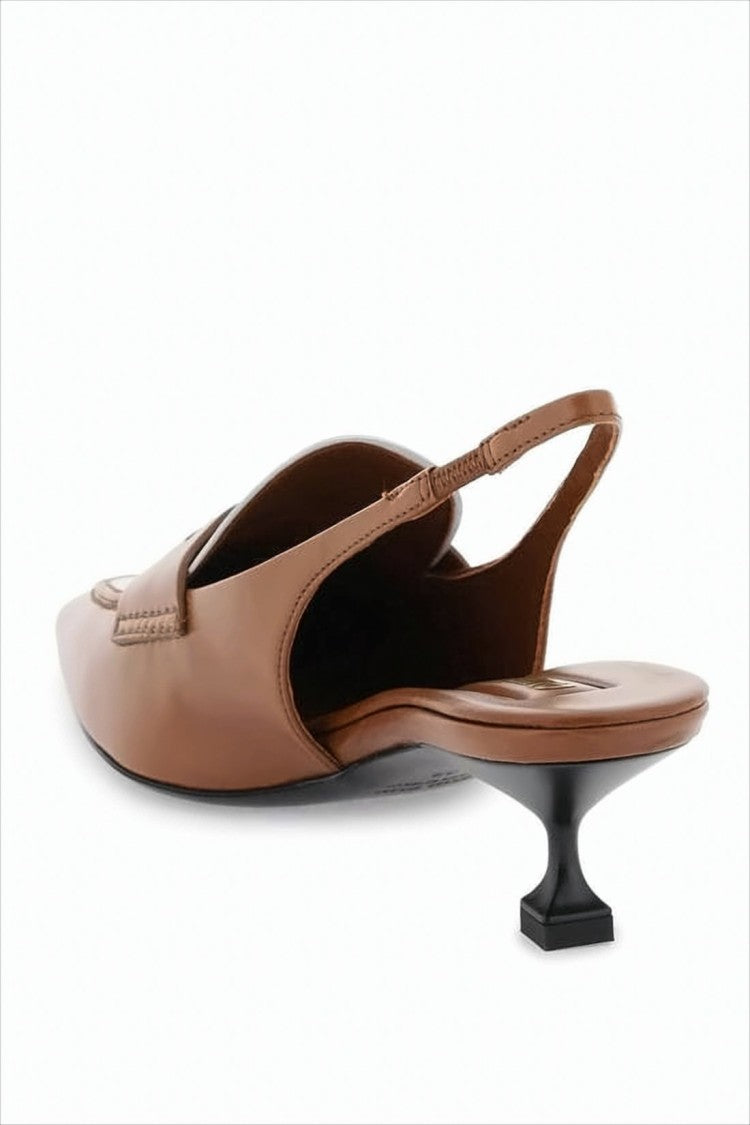 Miu Miu Two-Tone Leather Slingback Pump With Gold-Tone Accent