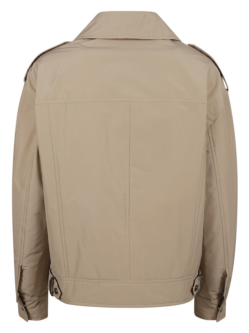 Brunello Cucinelli Cropped Jacket With Diagonal Zipper