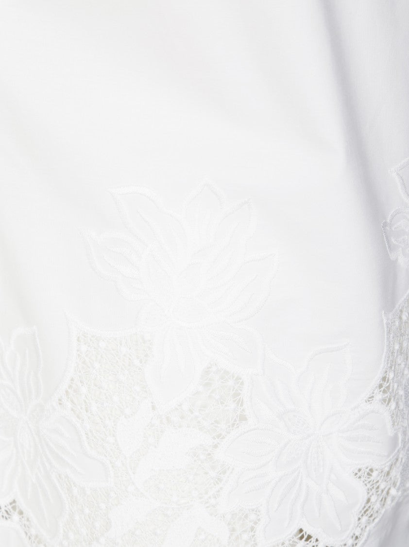 Parosh Floral Embroidered Blouse With Classic Collar