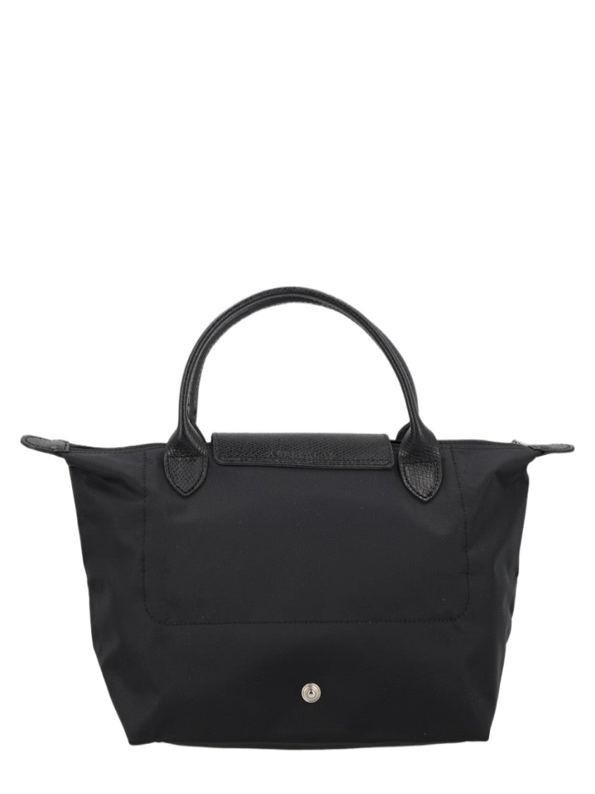 Longchamp Trapezoidal Black Handbag With Flap Closure And Dual Handles