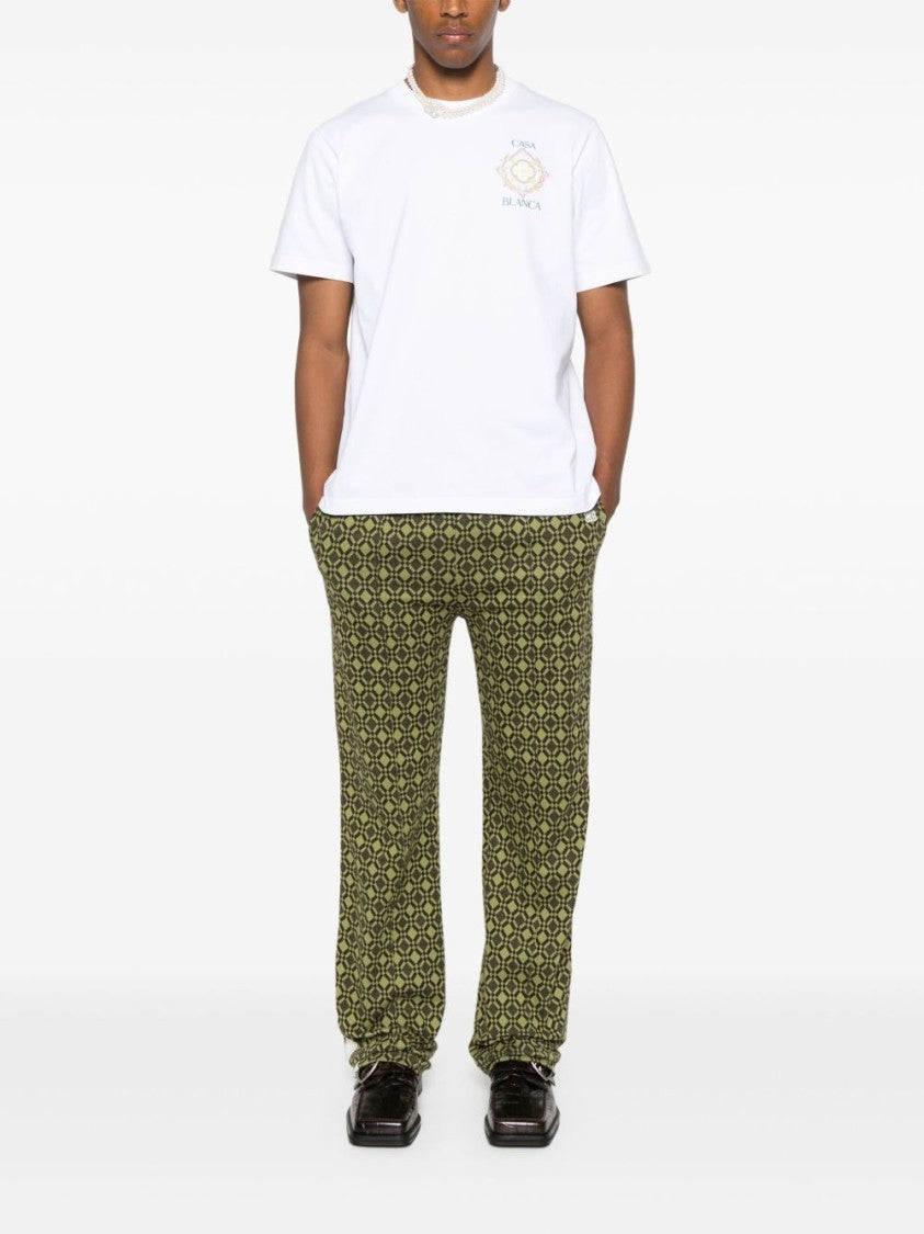 Casablanca Crew Neck T-Shirt With Logo Prints And Modern Aesthetic