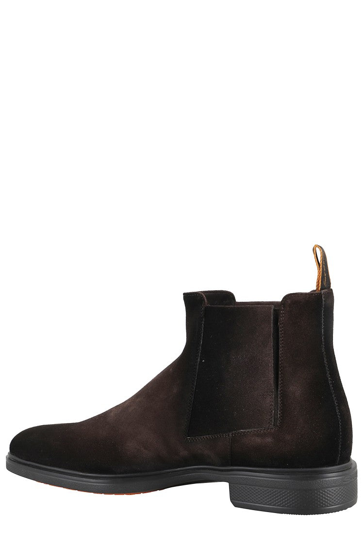 Santoni Dark Brown Suede Ankle Boots