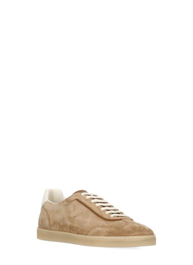 Brunello Cucinelli Beige Diamond Brass Suede Sneakers