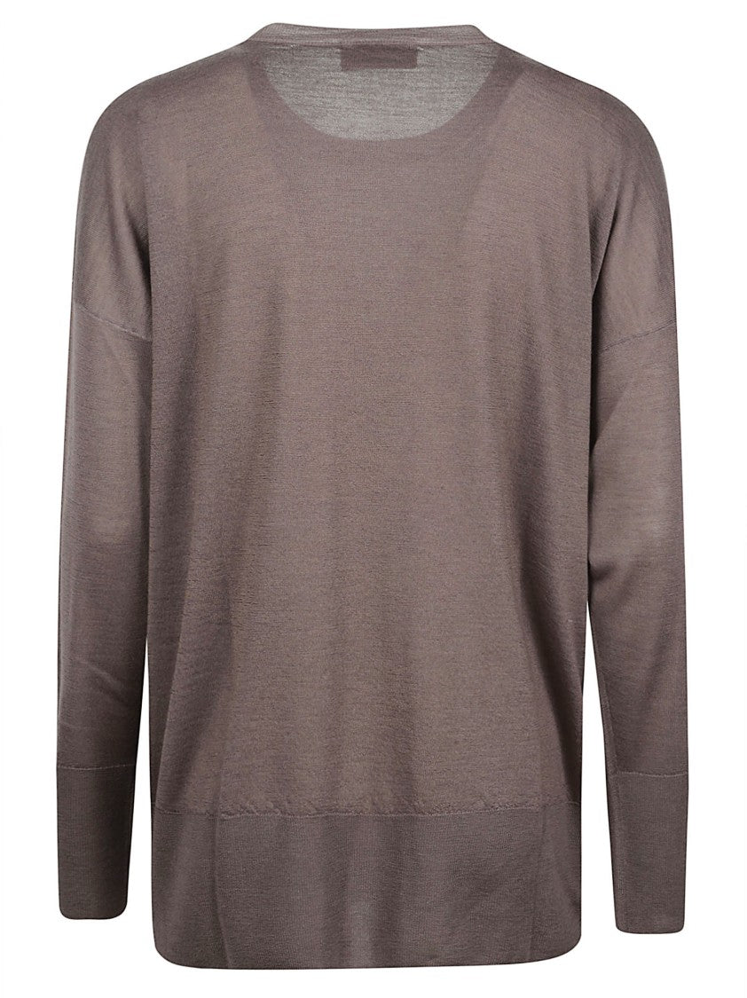 Wlns Cashmere Plain Knitted Crewneck Sweater