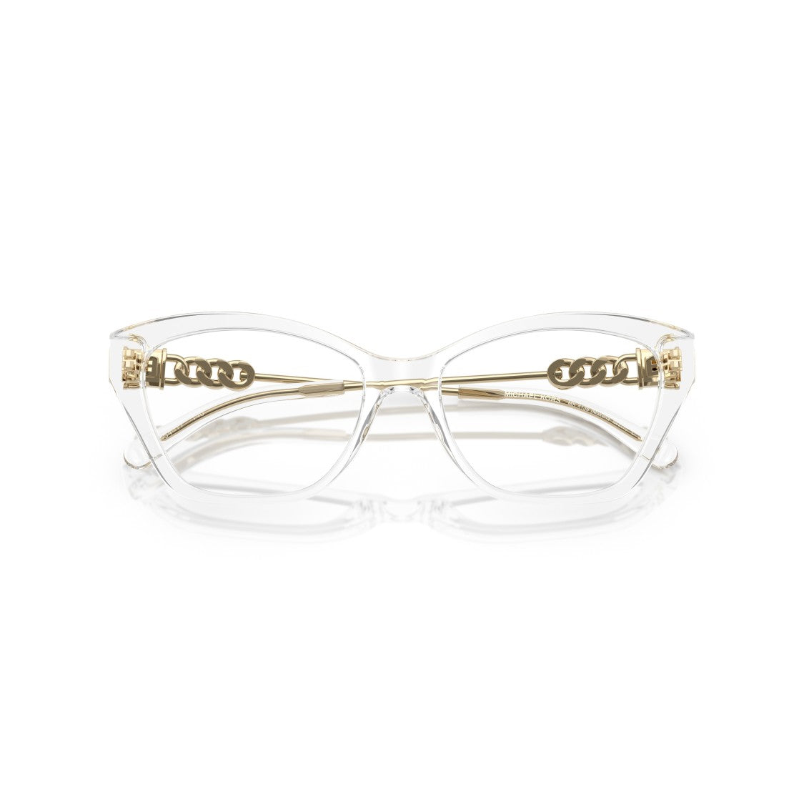 Michael Kors 0Mk4136 Transparent Cat-Eye Eyeglasses With Gold-Link Temples