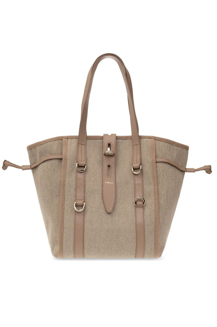 Furla Textured Fabric Handbag With Leather Accents