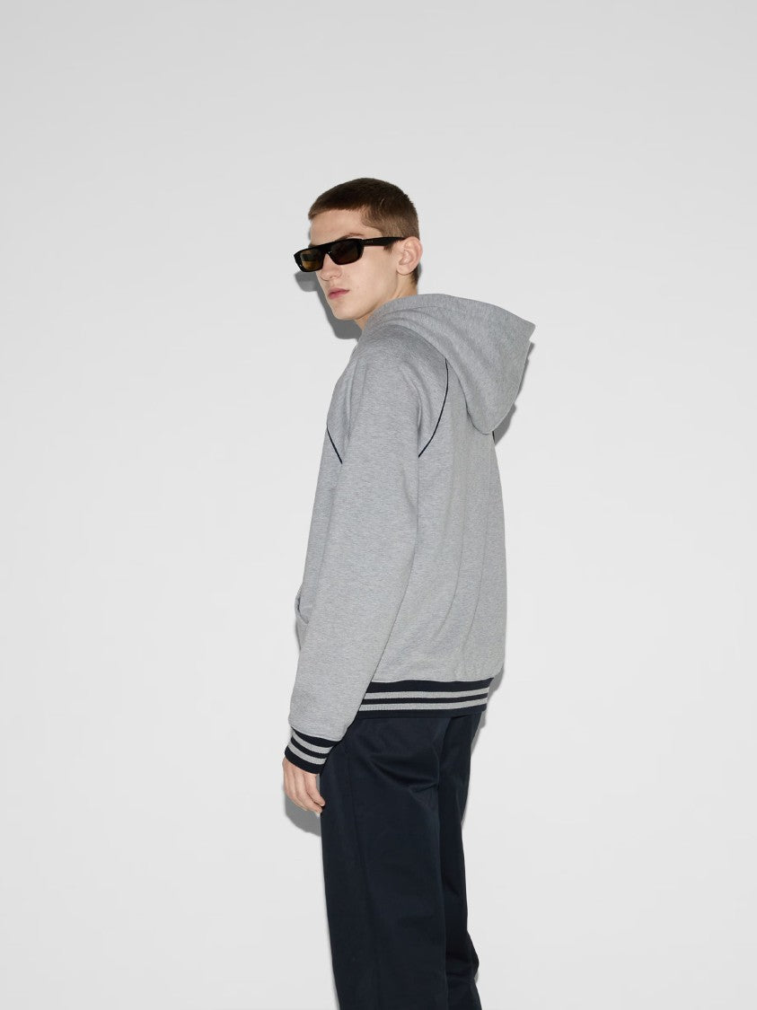 Gucci Grey Zip Lightweight Cotton Logo Sweatshirt