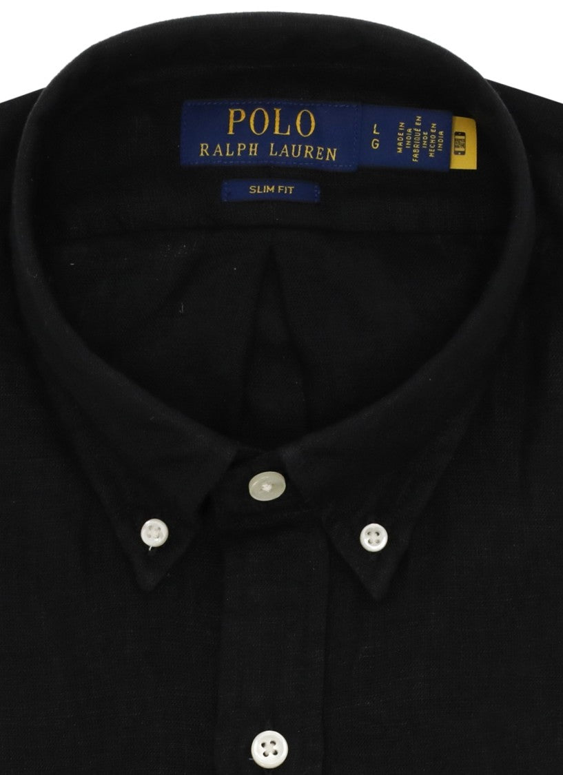 Polo Ralph Lauren Black Button Down Linen Casual Shirt
