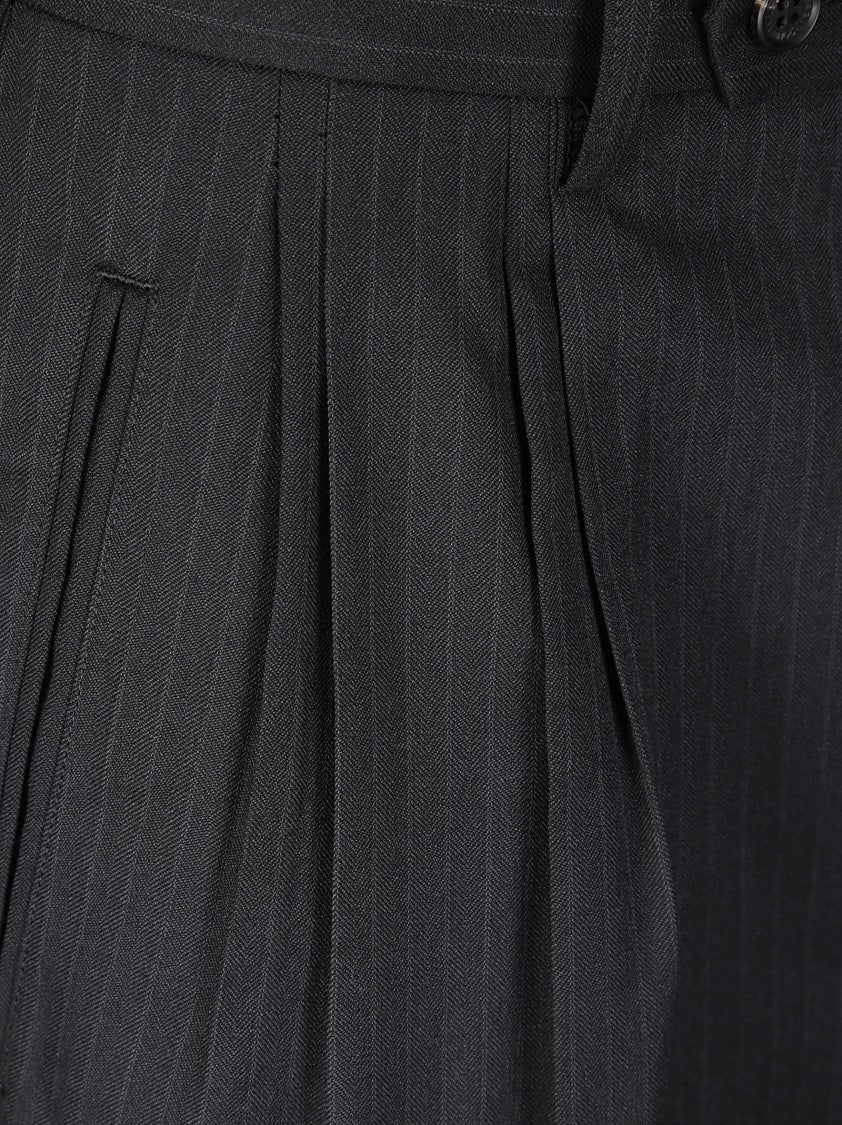 Comme Des Garçons Wide-Leg Pinstripe Trousers With Pleats