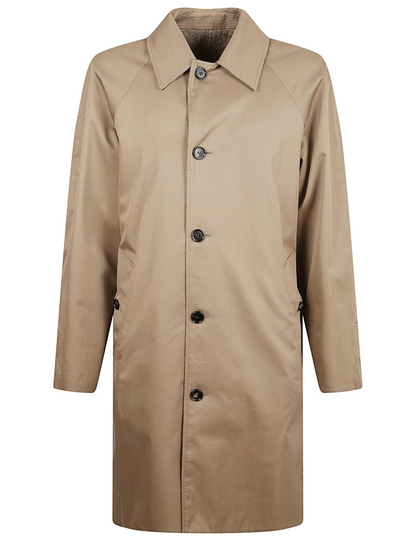 Burberry Reversible Brown Herringbone Weave Coat