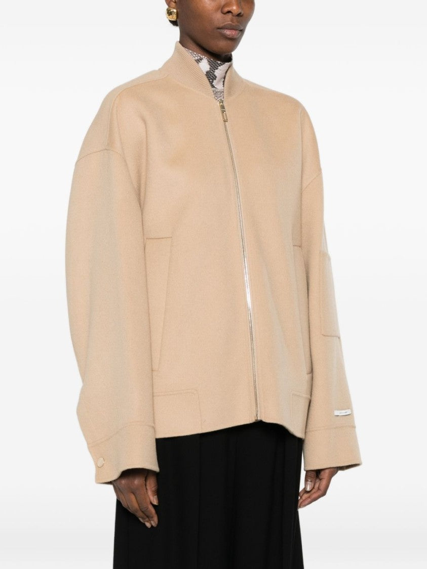 Sportmax Black Boxy Zip-Up Patch Pockets Jacket