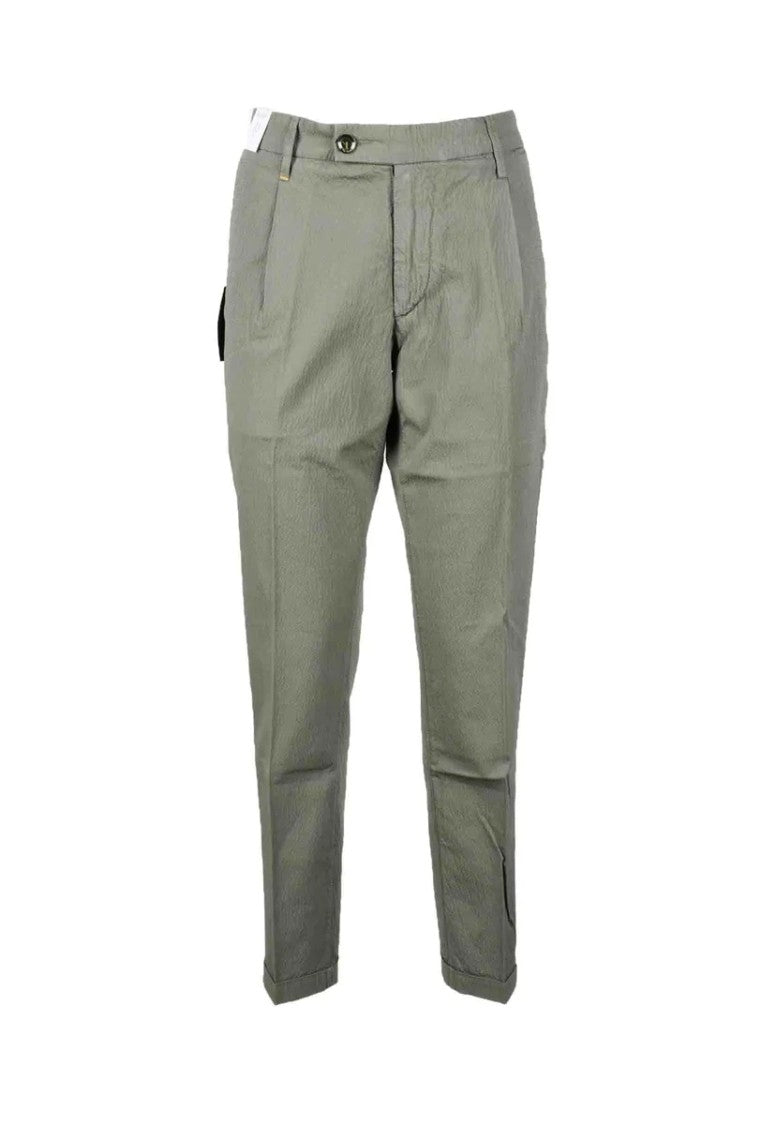 Re-Hash Tailored Military Green Cotton Stretch Trousers